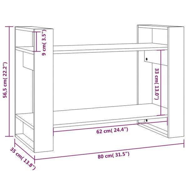 vidaXL Βιβλιοθήκη/Διαχωριστικό Χώρου Λευκό 80x35x56,5 εκ. Μασίφ Πεύκο