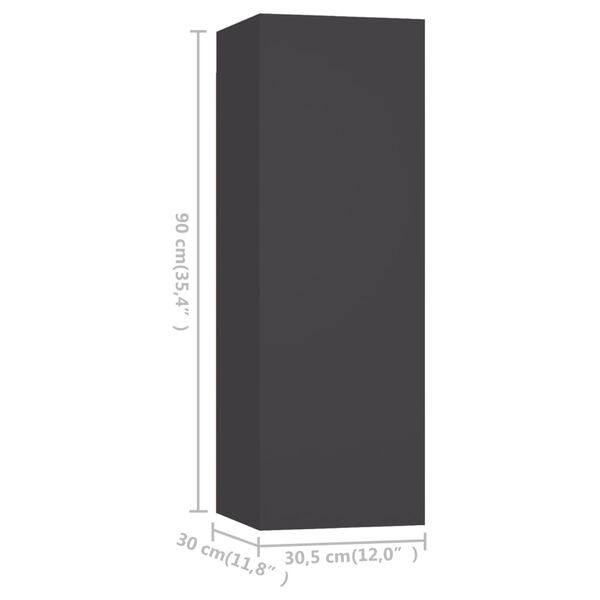 vidaXL Έπιπλα Τηλεόρασης 2 τεμ. Γκρι 30,5 x 30 x 90 εκ. από Επεξ. Ξύλο