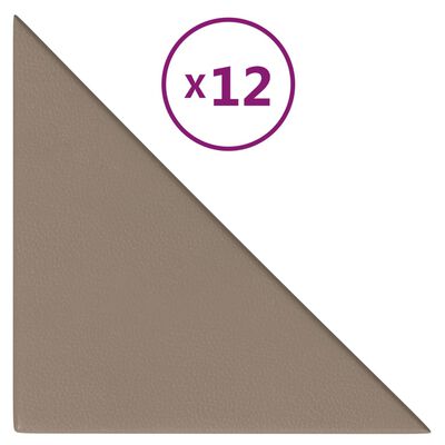 vidaXL Πάνελ Τοίχου 12 τεμ. Καπουτσίνο 30 x 30 εκ. 1,08 μ² Συνθ. Δέρμα