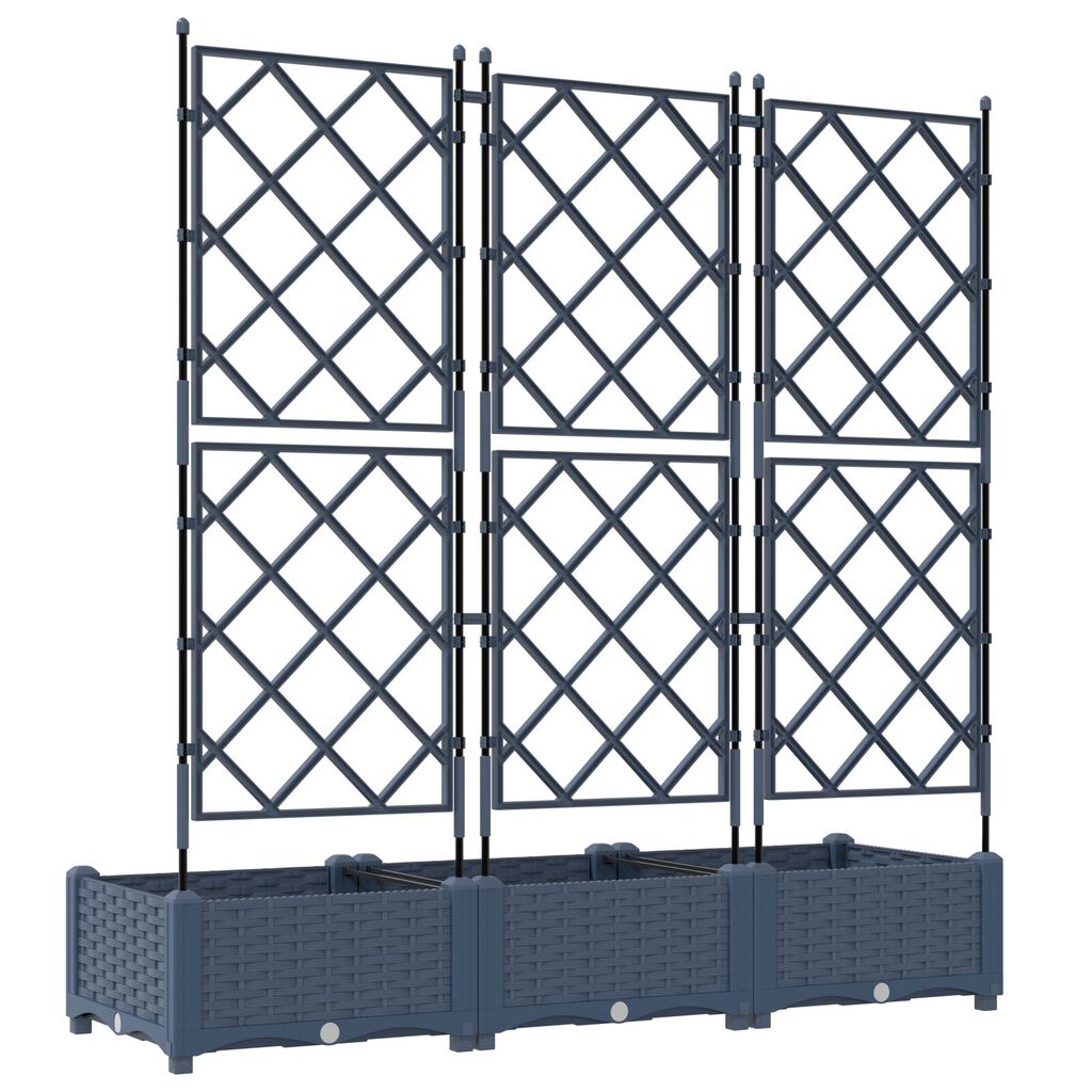 vidaXL Γλάστρα Κήπου με Πλέγμα 3 τμχ Γκρι 120x40x125.5 εκ.