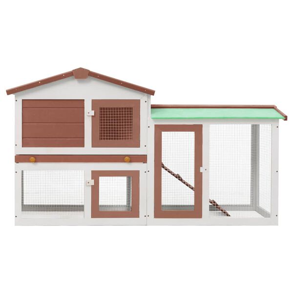 vidaXL Κλουβί Κουνελιών Μεγάλο Καφέ/Λευκό 145 x 45 x 84 εκ. Ξύλινο