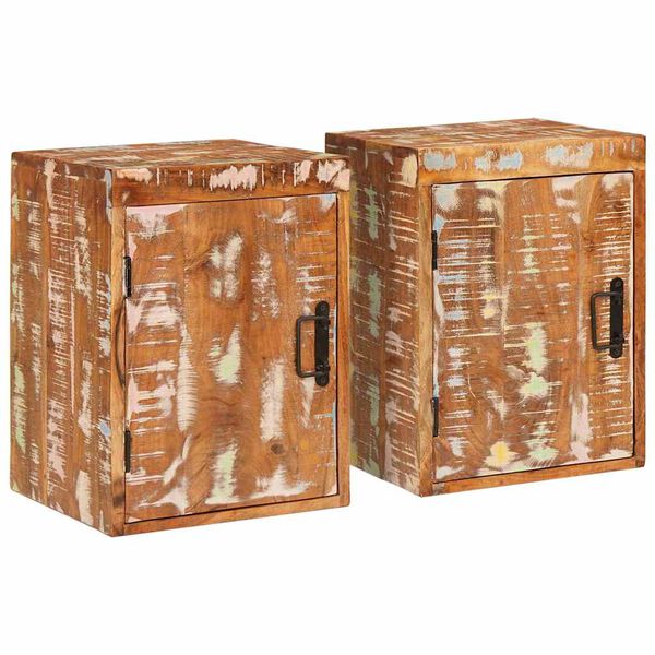 vidaXL Κομοδίνο 2 pcs Καφέ 35 x 33 x 48 εκ Ανακτημένο Στερεό Ξύλο