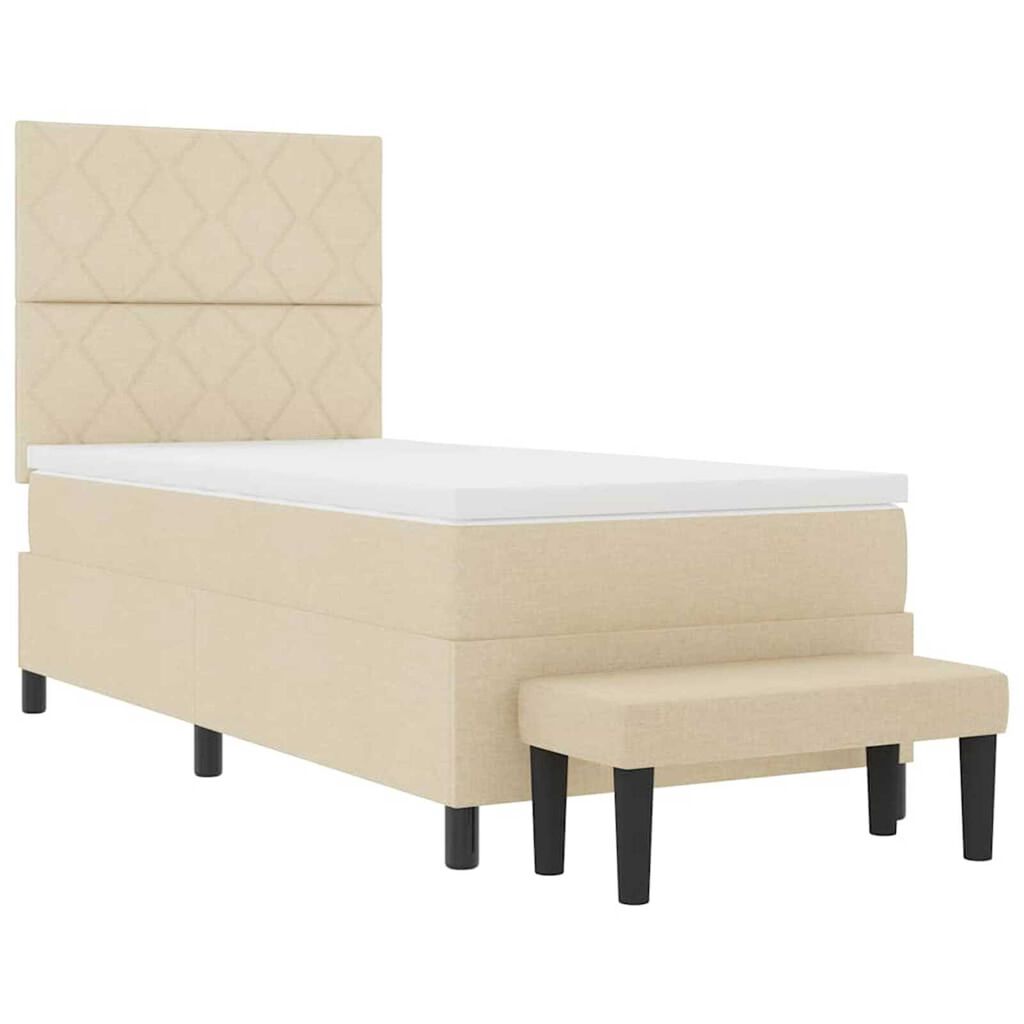 vidaXL Κρεβάτι με ελατήρια με στρώμα Κρεμ 90 x 190 cm ύφασμα