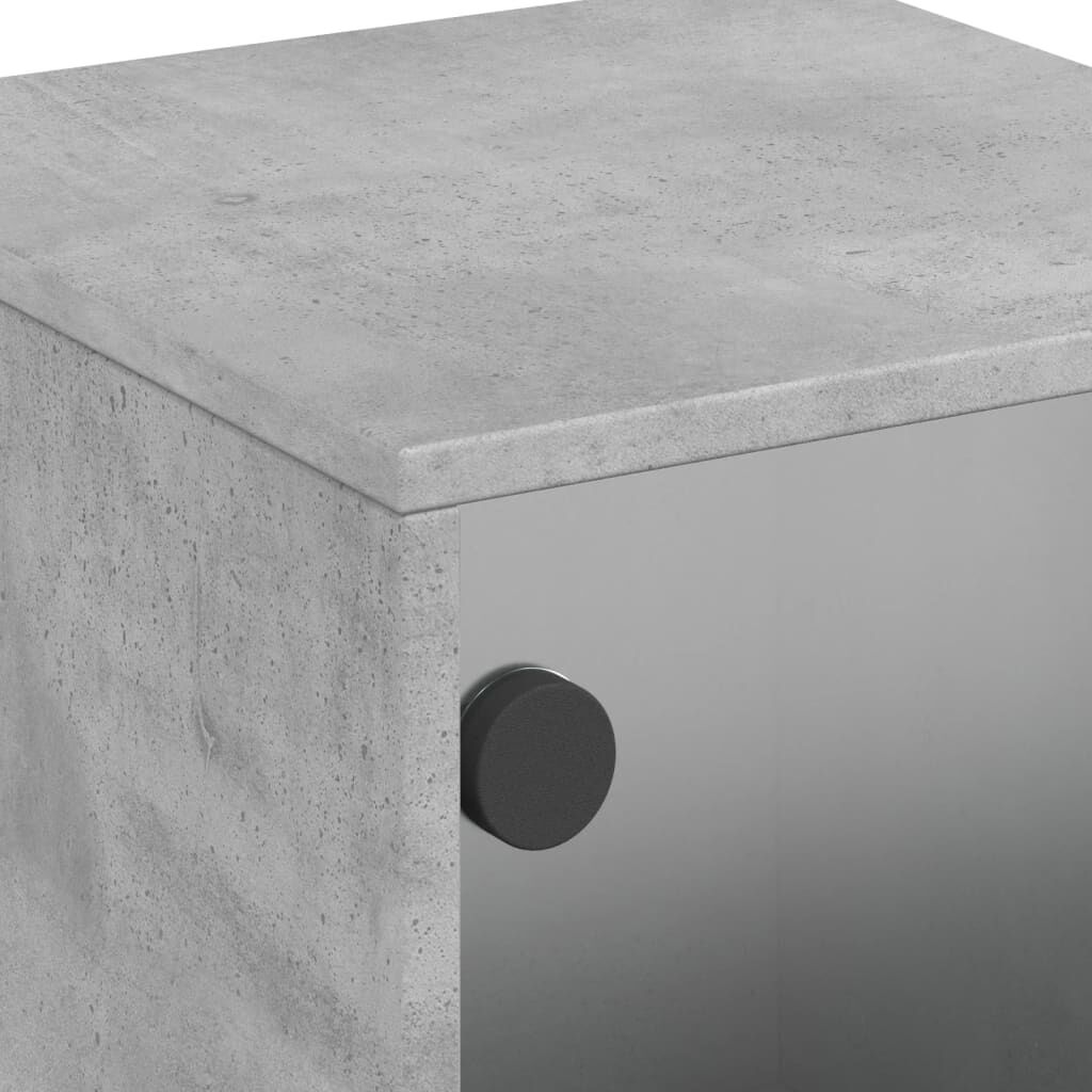 vidaXL Κομοδίνο Γκρι Σκυροδέματος 35x37x50 εκ. με Γυάλινη Πόρτα