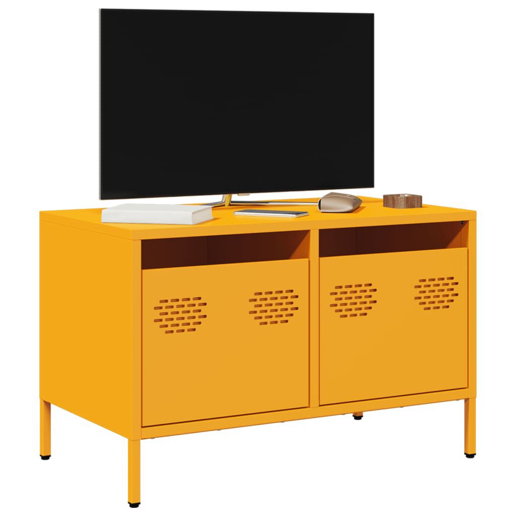vidaXL Έπιπλο Τηλεόρασης Μουσταρδί 68x39x43,5 εκ. Ατσάλι Ψυχρής Έλασης