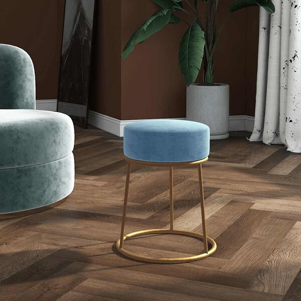 vidaXL Στρογγυλό Σκαμπό Hocker Ανοιχτό Μπλε Βελούδινο
