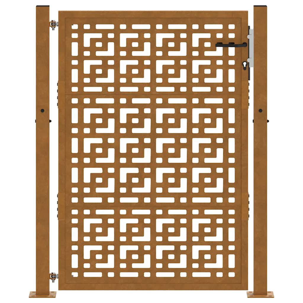 vidaXL Πύλη κήπου 105x130 cm Σταυρός σχεδιασμού από διαβρωμένο χάλυβα