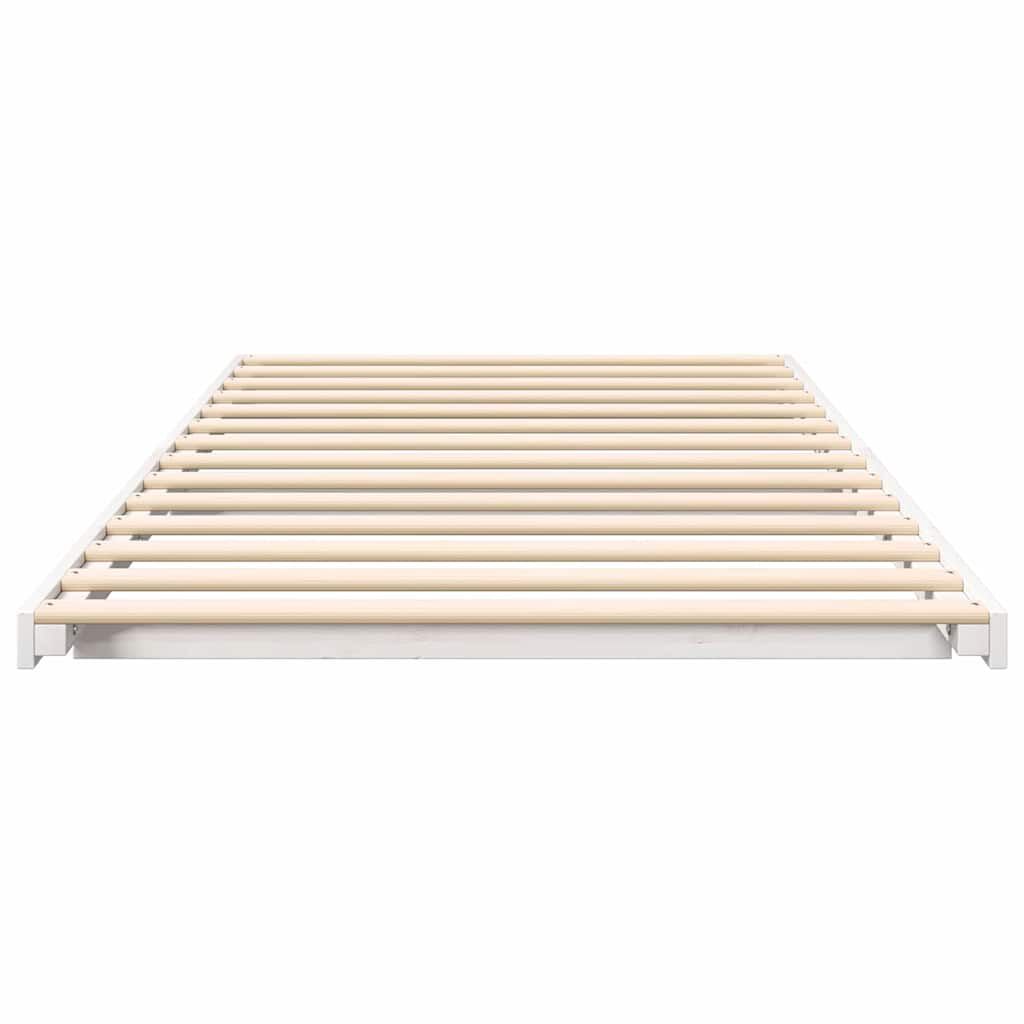 vidaXL Κρεβάτι δαπέδου Λευκό 100 x 220 cm Μασίφ ξύλο πεύκου