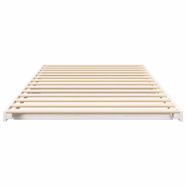 vidaXL Κρεβάτι δαπέδου Λευκό 100 x 220 cm Μασίφ ξύλο πεύκου
