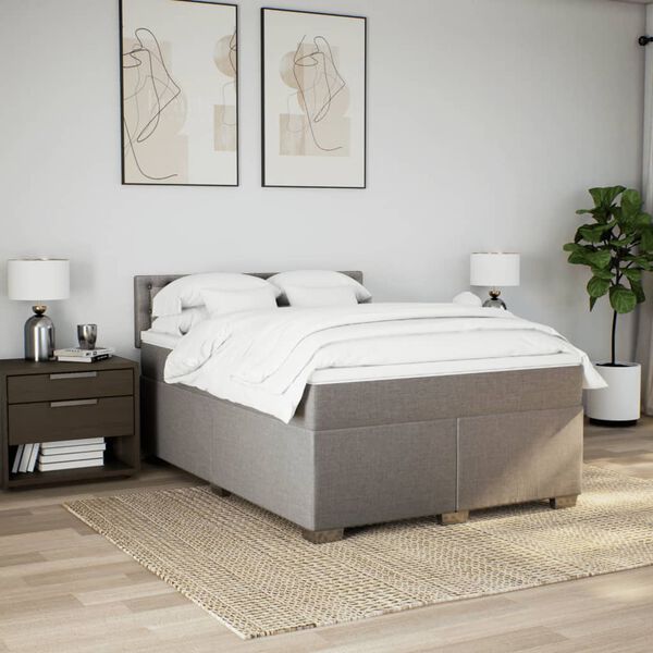 vidaXL &Kappa;&rho;&epsilon;&beta;ά&tau;&iota; Boxspring &mu;&epsilon; &Sigma;&tau;&rho;ώ&mu;&alpha; Taupe 160x200 &epsilon;&kappa;. &Upsilon;&phi;&alpha;&sigma;&mu;ά&tau;&iota;&nu;&omicron;