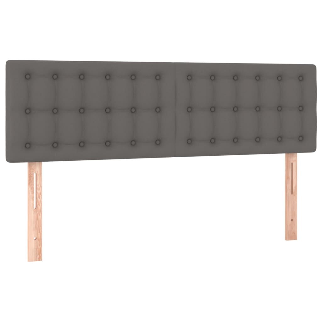 vidaXL Κρεβάτι Boxspring με Στρώμα & LED Γκρι 140x190 εκ. Συνθ. Δέρμα