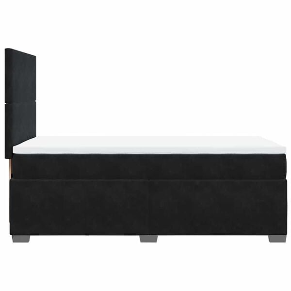 vidaXL Κρεβάτι Boxspring με Στρώμα Μαύρο 100x200 εκ. Βελούδινο