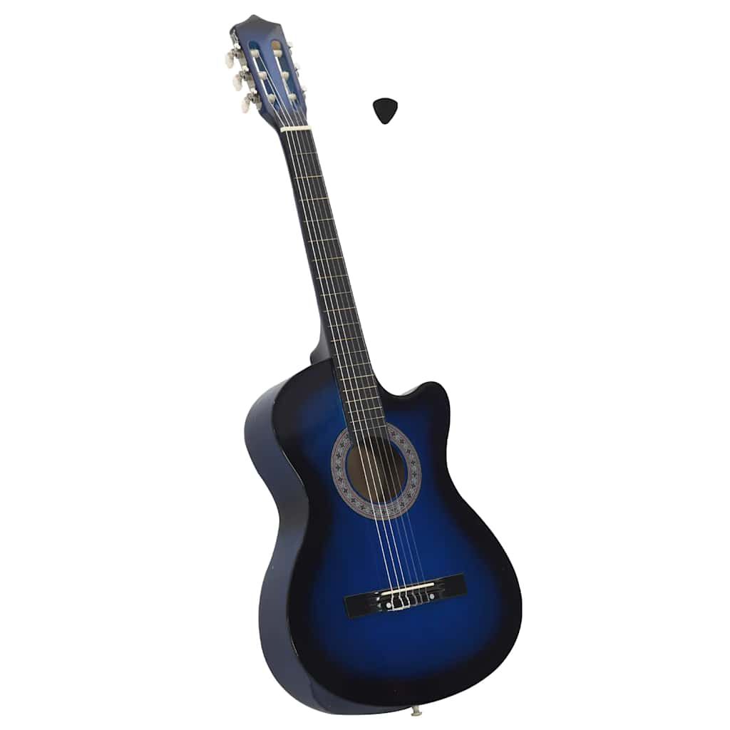 vidaXL Κιθάρα Western Classical Cutaway με 6 Χορδές Μπλε Σκίαση 38"