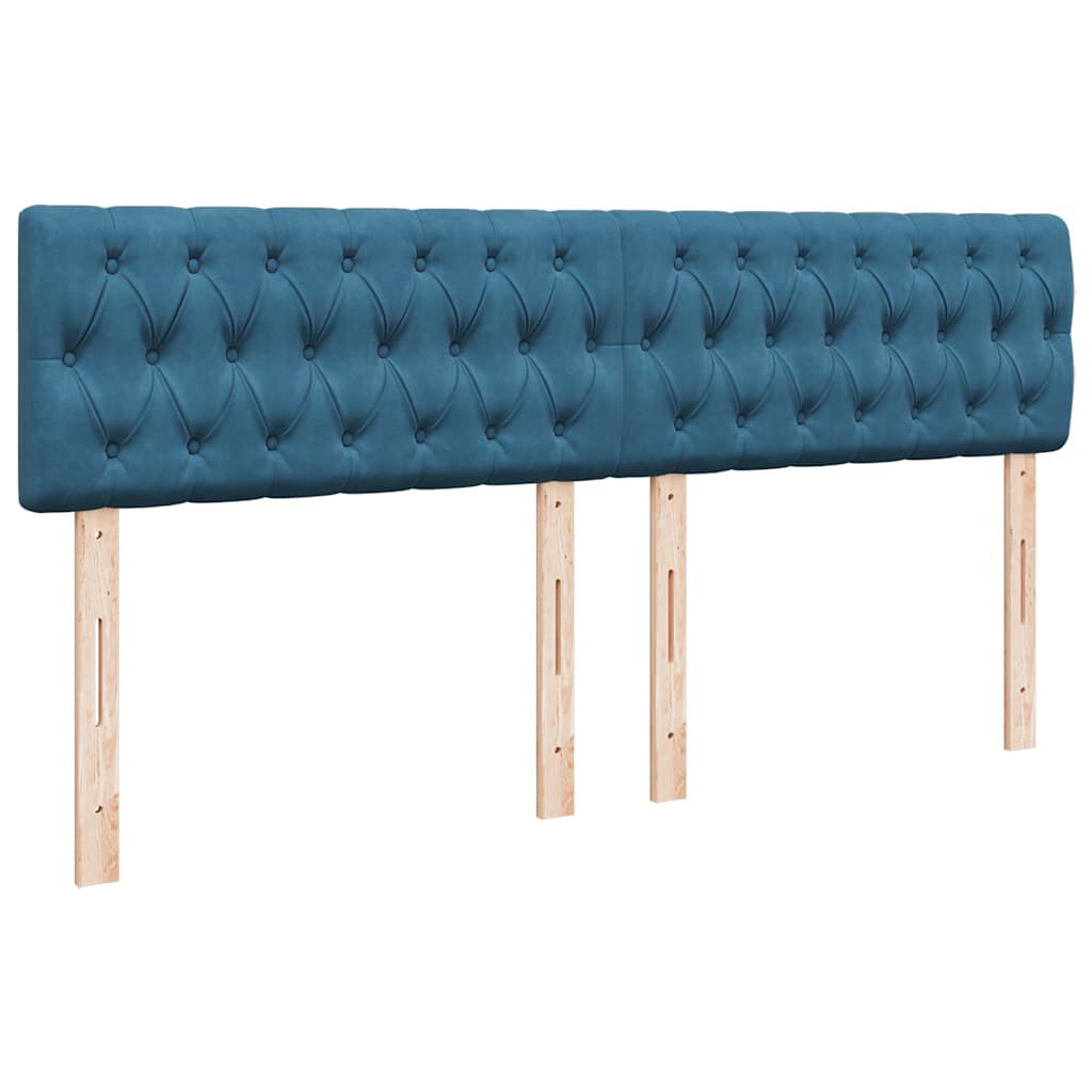 vidaXL Κρεβάτι Boxspring με Στρώμα Μπλε 200x200 εκ. Βελούδινο