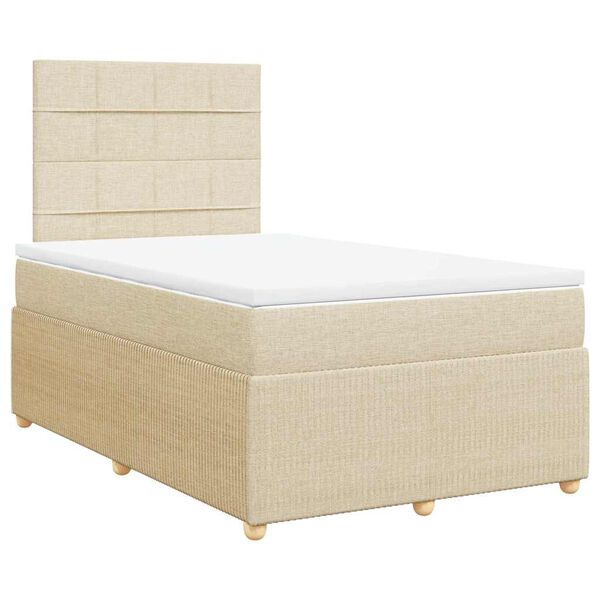 vidaXL Κρεβάτι Boxspring με Στρώμα Κρεμ 120x190 εκ. Υφασμάτινο