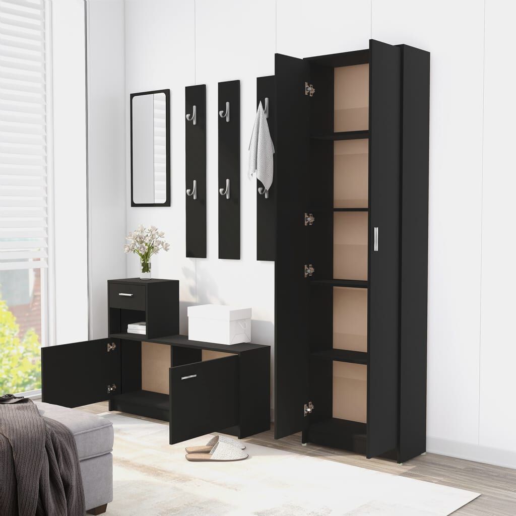 vidaXL Ντουλάπα Διαδρόμου Μαύρη 55 x 25 x 189 εκ. από Επεξ. Ξύλο