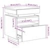 vidaXL Κομοδίνο με Φώτα LED Μαύρο 40 x 39 x 48,5 εκ.