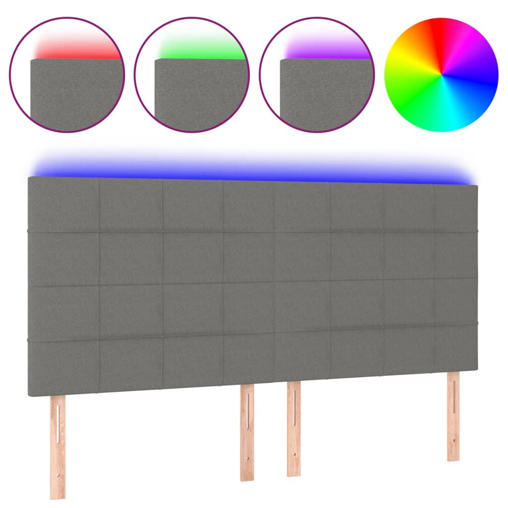 vidaXL Κεφαλάρι Κρεβατιού LED Σκούρο Γκρι 180x5x118/128εκ. Υφασμάτινο