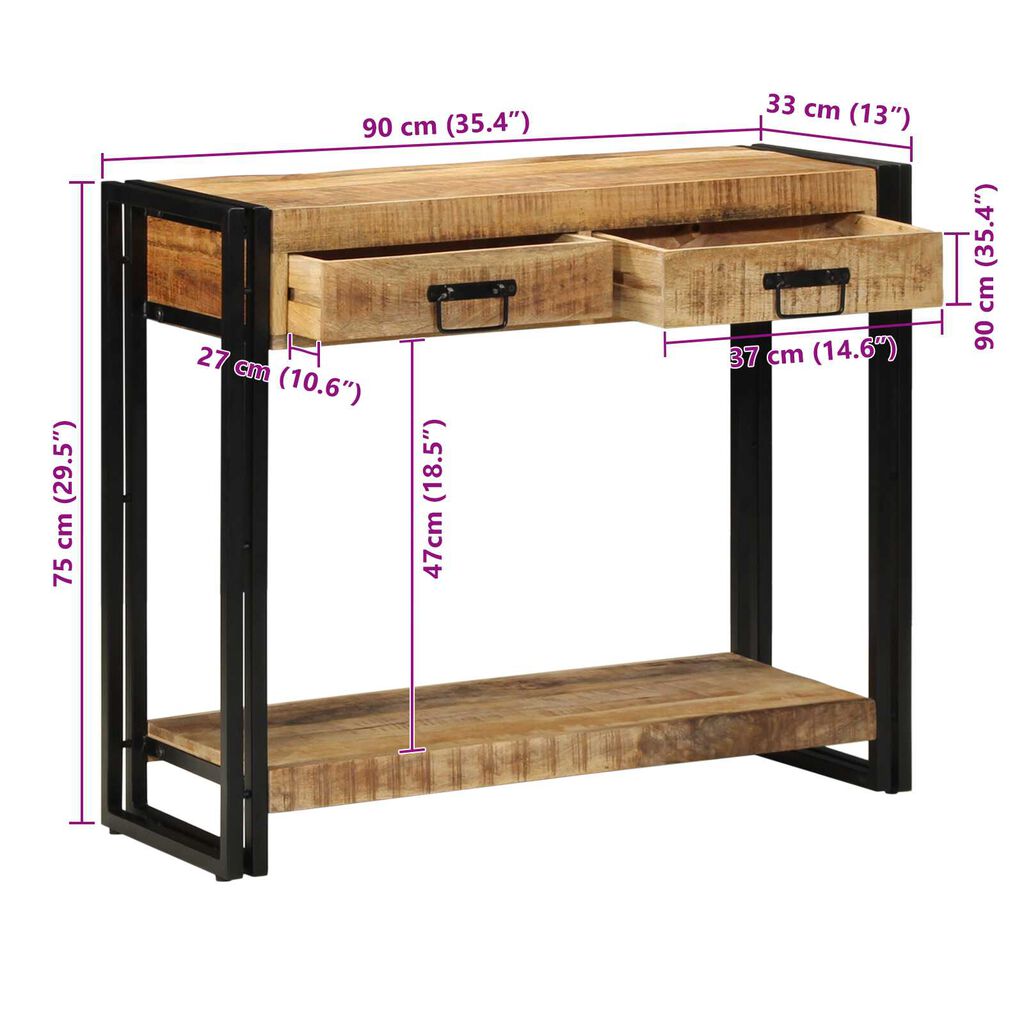 vidaXL Τραπέζι κονσόλας 90x33x75 εκ. Στρατηγικό Μάνγκο
