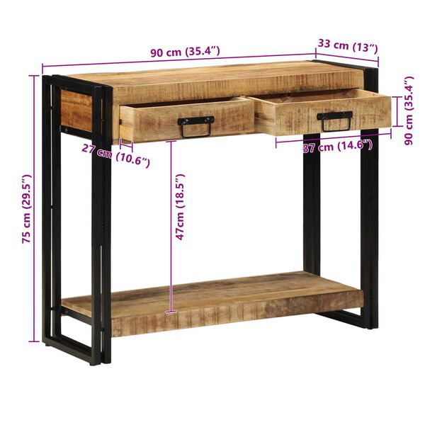 vidaXL Τραπέζι κονσόλας 90x33x75 εκ. Στρατηγικό Μάνγκο