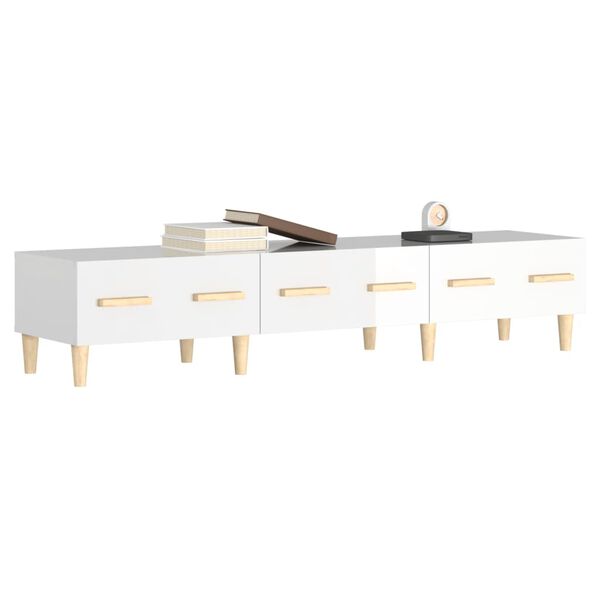 vidaXL Έπιπλο Τηλεόρασης Γυαλ. Λευκό150x34,5x30εκ.Επεξεργασμένο Ξύλο