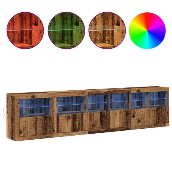 vidaXL Μπουφές με LED Φώτα Παλιού Ξύλου 283x37x67 cm Κατασκευασμένο Ξύλο