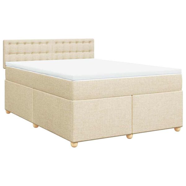 vidaXL &Kappa;&rho;&epsilon;&beta;ά&tau;&iota; Boxspring &mu;&epsilon; &Sigma;&tau;&rho;ώ&mu;&alpha; &Kappa;&rho;&epsilon;&mu; 140x190 &epsilon;&kappa;. &Upsilon;&phi;&alpha;&sigma;&mu;ά&tau;&iota;&nu;&omicron;