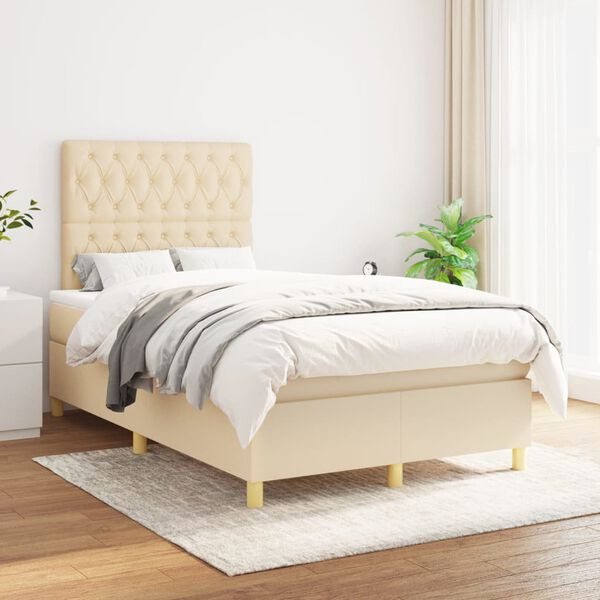 vidaXL &Kappa;&rho;&epsilon;&beta;ά&tau;&iota; Boxspring &mu;&epsilon; &Sigma;&tau;&rho;ώ&mu;&alpha; &Kappa;&rho;&epsilon;&mu; 120x200 &epsilon;&kappa;. &Upsilon;&phi;&alpha;&sigma;&mu;ά&tau;&iota;&nu;&omicron;