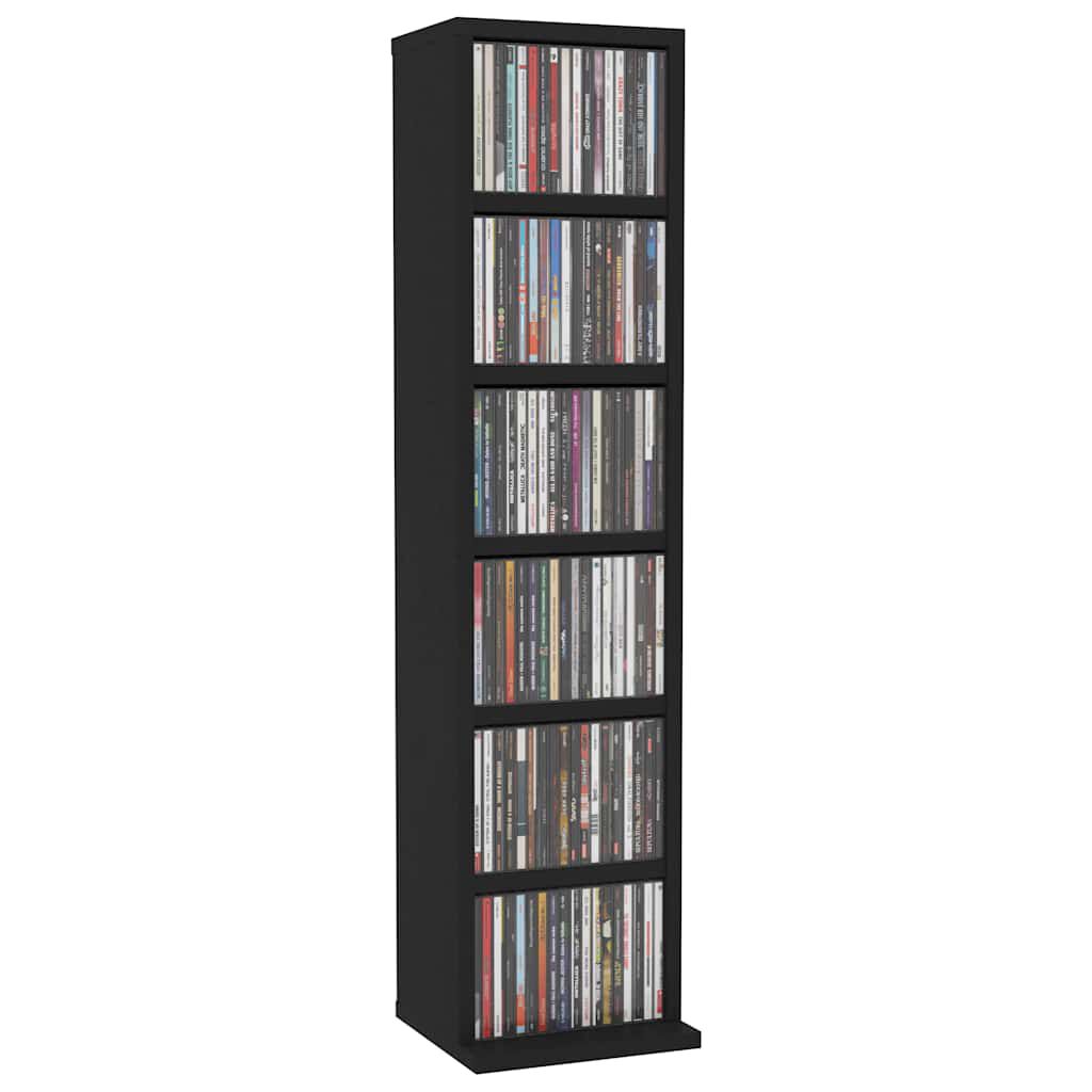 vidaXL Έπιπλο για CD Μαύρο 21 x 20 x 88 εκ. από Επεξεργασμένο Ξύλο