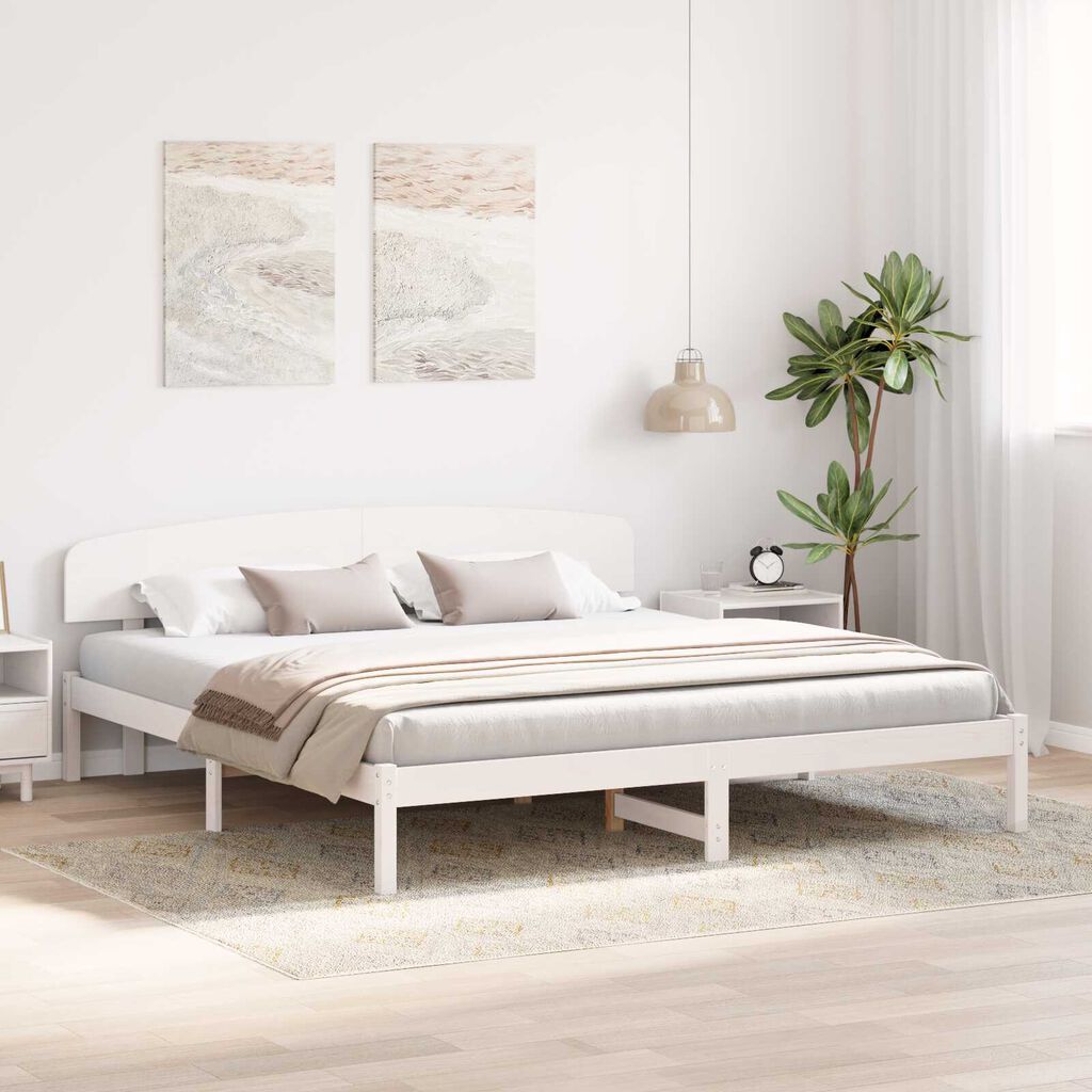 vidaXL Σκελετός Κρεβατιού Λευκό 200 x 200 cm Μασίφ ξύλο πεύκου