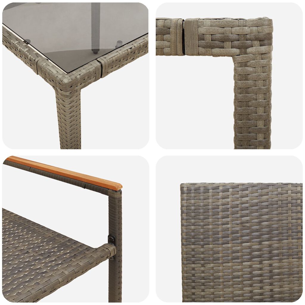 vidaXL Σέτ φαγητού για κήπο 7 pcs Γκρι 190 x 90 x 75 cm