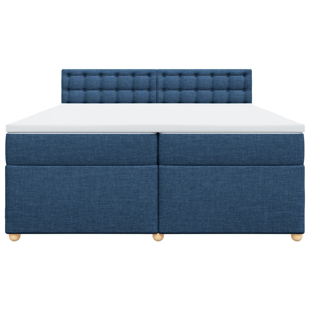 vidaXL Κρεβάτι Boxspring με Στρώμα Μπλε 200x200 εκ. Υφασμάτινο