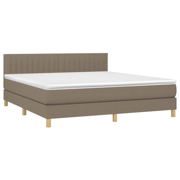 vidaXL &Kappa;&rho;&epsilon;&beta;ά&tau;&iota; Boxspring &mu;&epsilon; &Sigma;&tau;&rho;ώ&mu;&alpha; & LED Taupe 180x200 &epsilon;&kappa;. &Upsilon;&phi;&alpha;&sigma;&mu;ά&tau;&iota;&nu;&omicron;