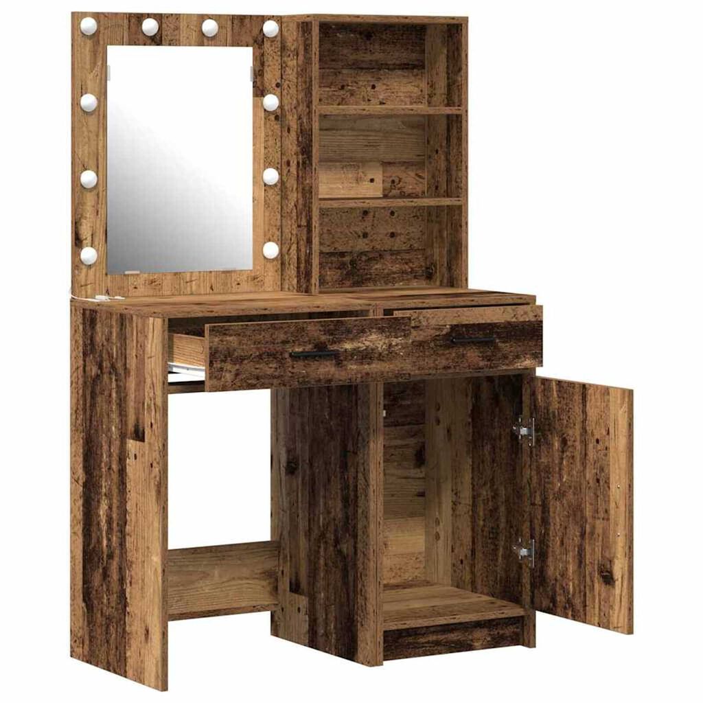 vidaXL Σετ Τραπεζιού Μακιγιάζ 2 pcs Παλαιό ξύλο 50 x 41 x 135 εκ