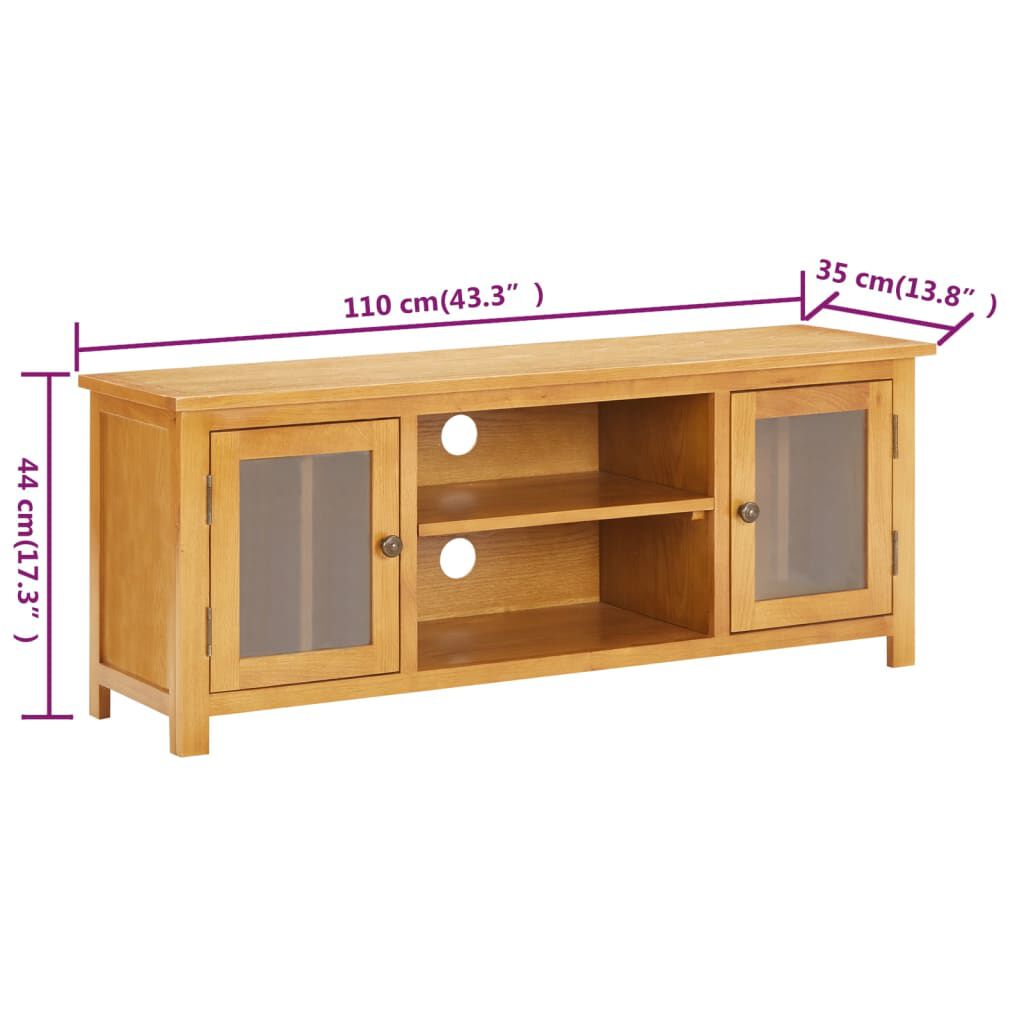 vidaXL Έπιπλο Τηλεόρασης 110 x 35 x 44 εκ. από Μασίφ Ξύλο Δρυός