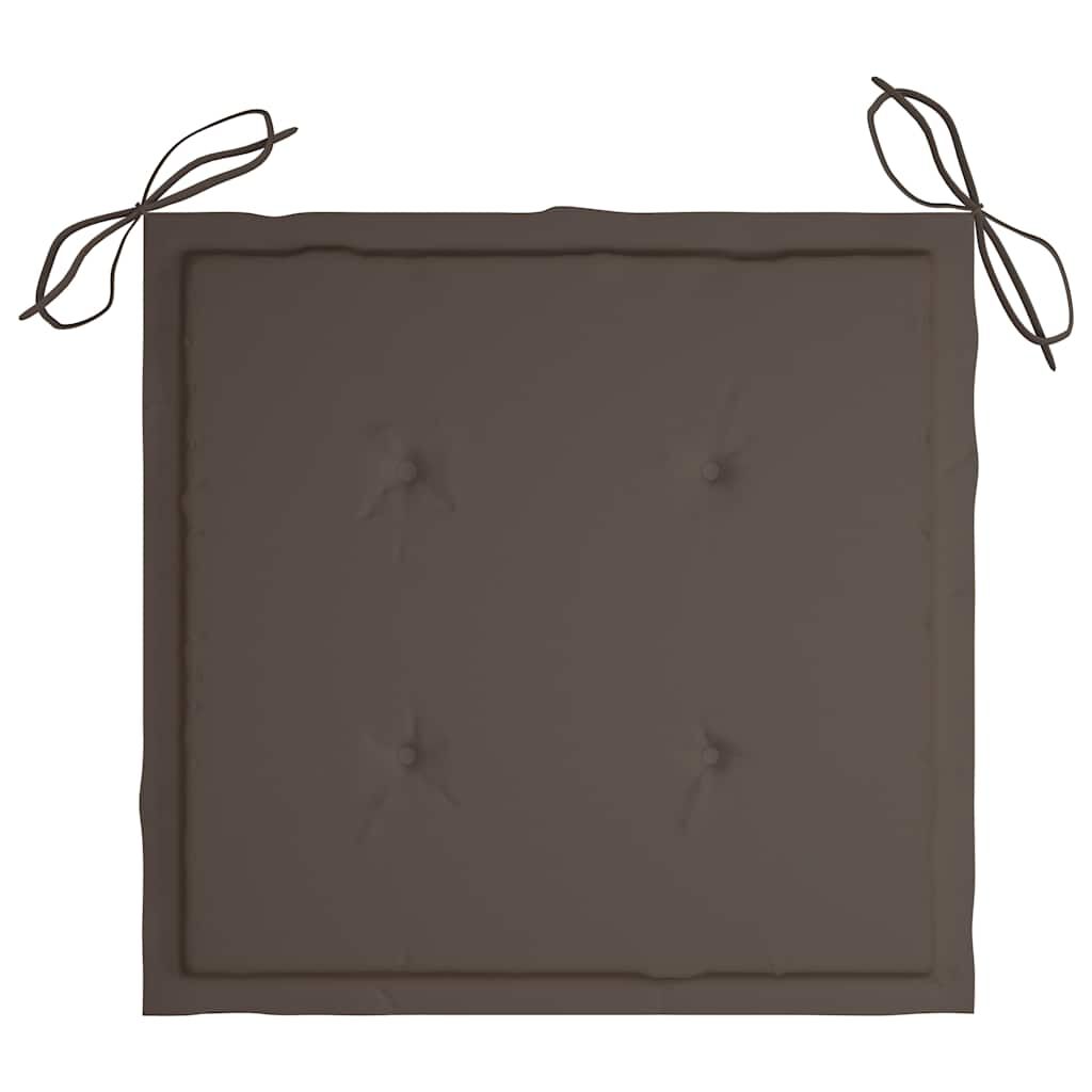 vidaXL Καρέκλες Κήπου 2 τεμ. από Μασίφ Ξύλο Teak με Taupe Μαξιλάρια