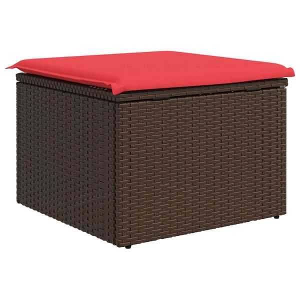 vidaXL Σκαμπό Κήπου με Μαξιλάρι Καφέ 55x55x37 εκ. από Συνθετικό Ρατάν