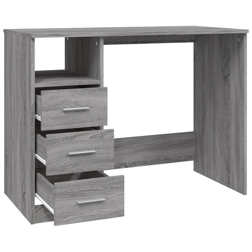 vidaXL Γραφείο με Συρτάρια Γκρι Sonoma 102x50x76 εκ Επεξεργασμένο Ξύλο
