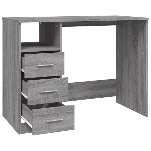 vidaXL Γραφείο με Συρτάρια Γκρι Sonoma 102x50x76 εκ Επεξεργασμένο Ξύλο