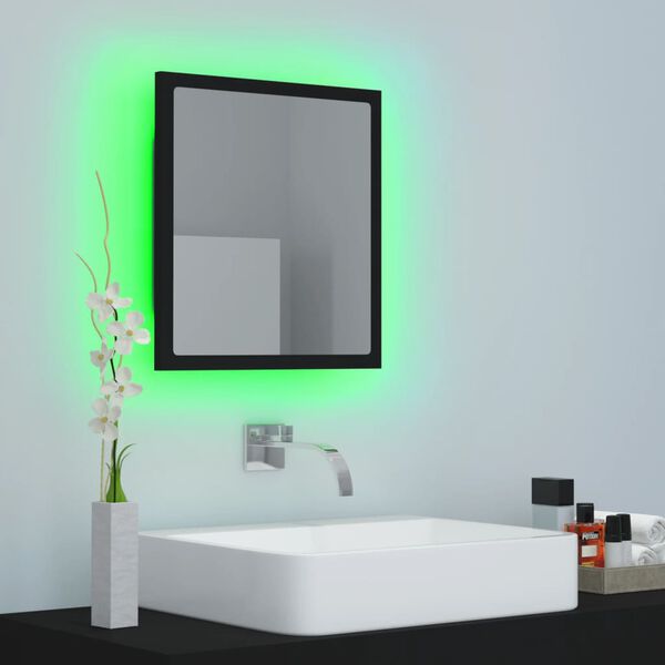 vidaXL Καθρέφτης Μπάνιου με LED Μαύρος 40 x 8,5 x 37 εκ. Ακρυλικός