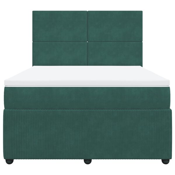 vidaXL Κρεβάτι Boxspring με Στρώμα Σκούρο Πράσινο 160x200εκ. Βελούδινο
