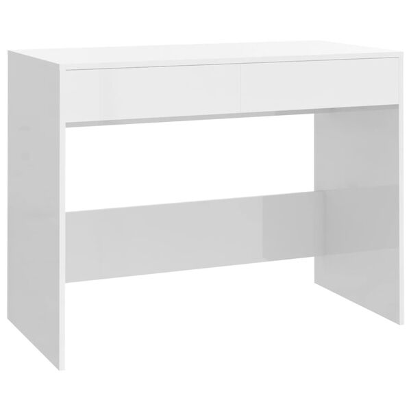 vidaXL Γραφείο Γυαλιστερό Λευκό 101 x 50 x 76,5 εκ. από Μοριοσανίδα