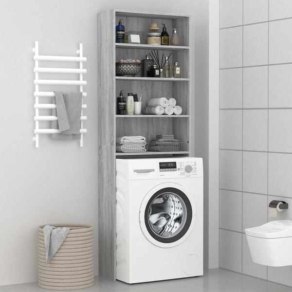vidaXL Ντουλάπι Πλυντηρίου Γκρι Sonoma 64 x 24 x 190 εκ.