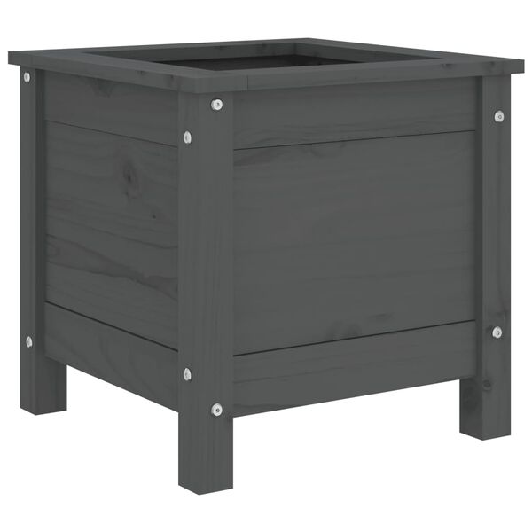 vidaXL Ζαρντινιέρα Γκρι 40 x 40 x 39 εκ. από Μασίφ Ξύλο Πεύκου