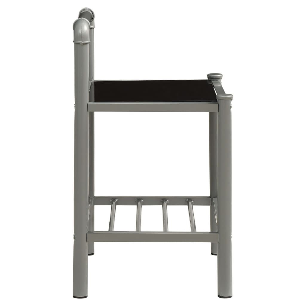 vidaXL Κομοδίνο Γκρι/Μαύρο 45 x 34,5 x 62,5 εκ. από Μέταλλο και Γυαλί