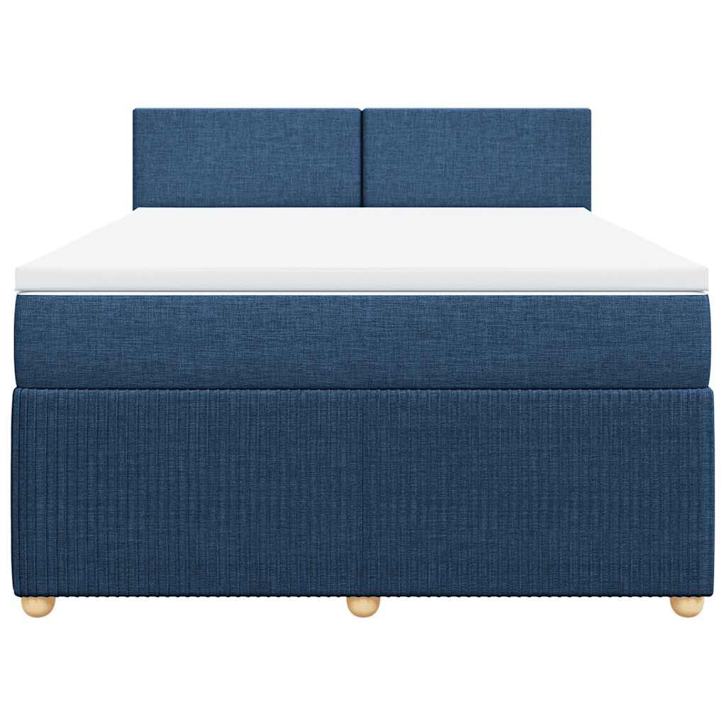 vidaXL Κρεβάτι Boxspring με Στρώμα Μπλε 140x200 εκ. Υφασμάτινο