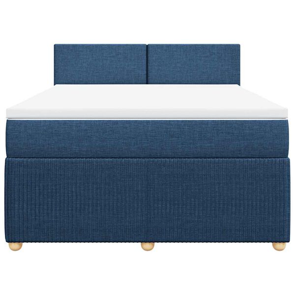 vidaXL Κρεβάτι Boxspring με Στρώμα Μπλε 140x200 εκ. Υφασμάτινο