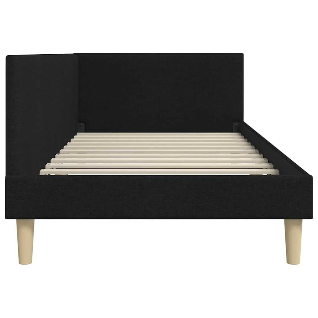 vidaXL Κρεβάτι Γωνίας Άλλο Μαύρο 80 x 200 cm Ύφασμα και Έργο ξύλου