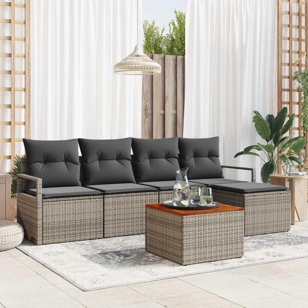 vidaXL Σετ Καναπέ Κήπου 6 pcs Γκρι