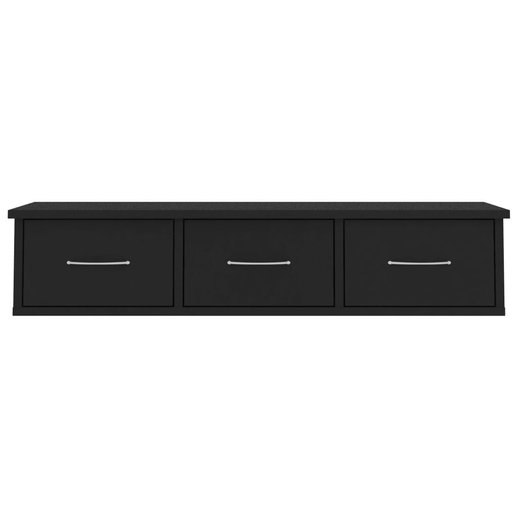 vidaXL Ράφι Τοίχου με Συρτάρια Μαύρο 88 x 26 x 18,5 εκ. από Επεξ. Ξύλο